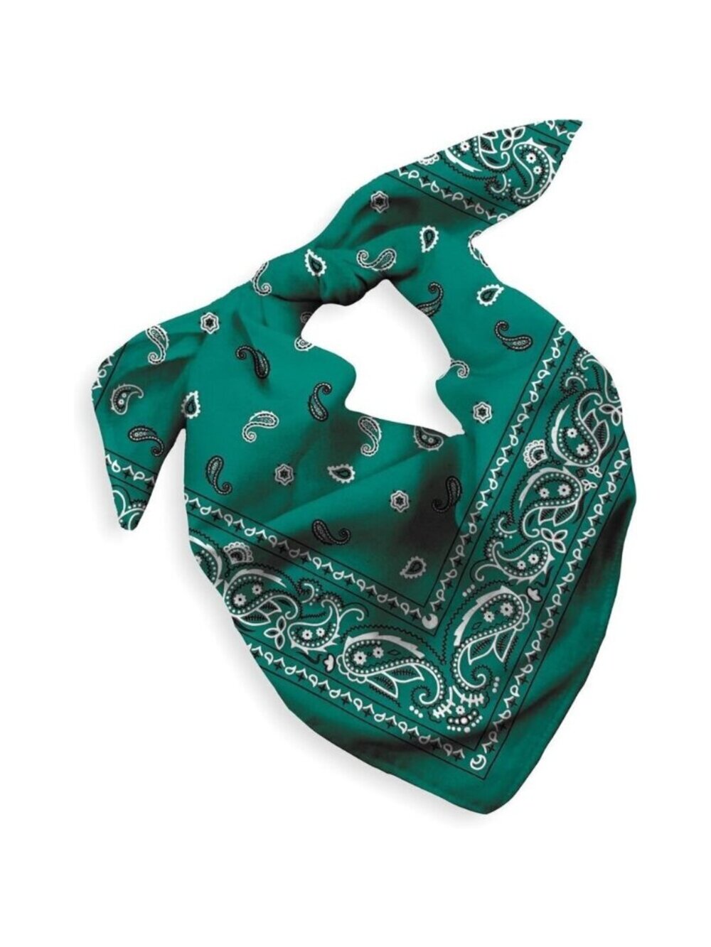 Women's Teal Cotton Bandana Large Cowgirl Imported Handkerchief Headband Scarf